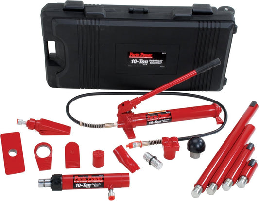 B65115 Black/Red Hydraulic Body Repair 19 Piece Kit - 10 Ton Capacity