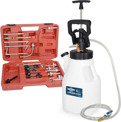 A1139HNUS Patented 12.5L Automatic Transmission Fluid Pump for ATF Filler System with 21 Pieces Taiwan-ATF Filling Adapters, Pneumatic and Manual Operation for Refilling Use