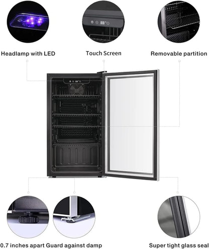 Antarctic Star 36 Bottle Wine Cooler/Cabinet BeverageRefrigerator Small Mini Wine Cellar Beer Soda Bar Fridge Quiet Operation Compressor Adjust Temperature Freestanding Black, 4.4 Cu. ft