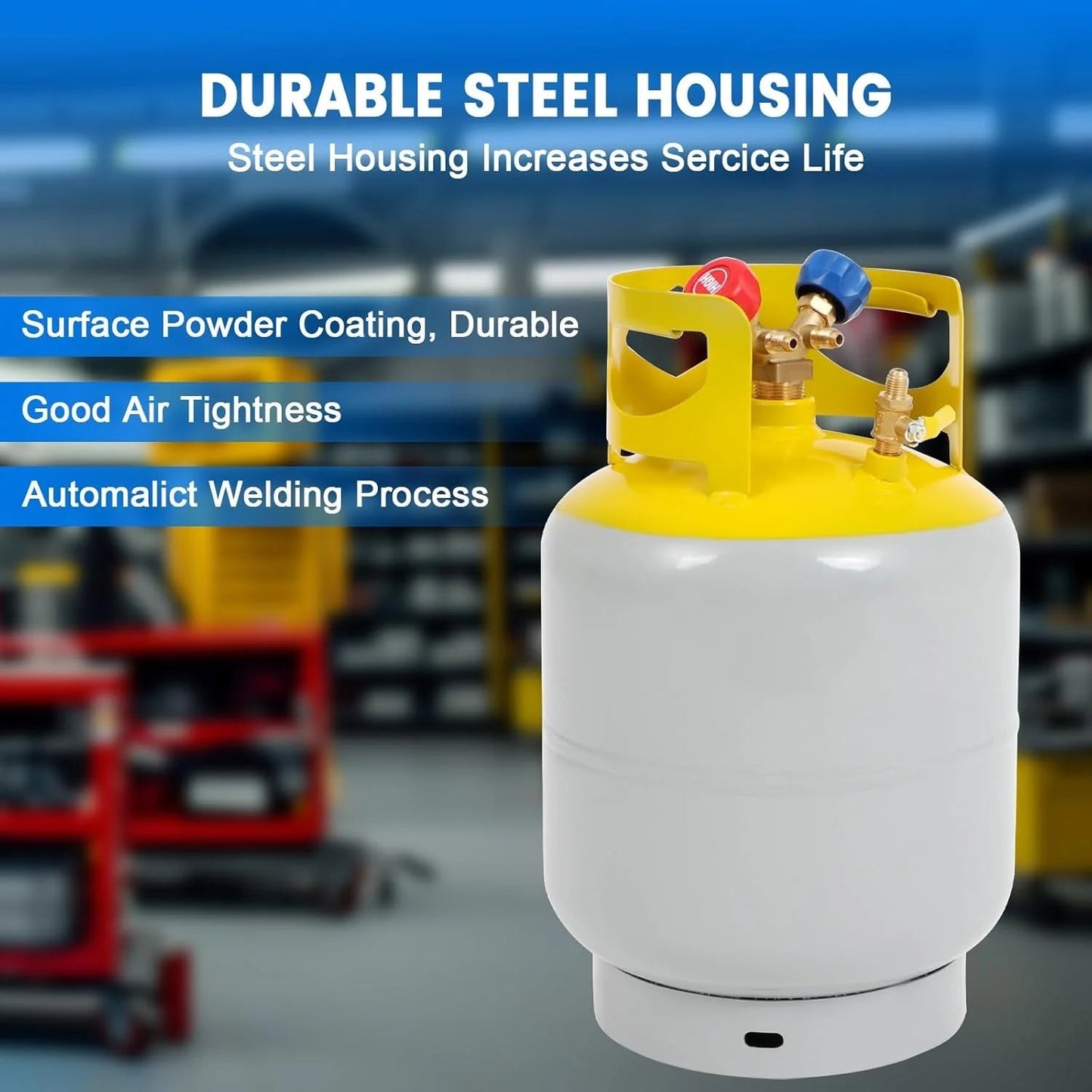 30 LB Refrigerant Recovery Tank for R12, R22, R134A, R410A Refrigerant with 1/4 SAE Y-Valve Liquid/Vapor Reclaim Tank AC Freon Recovery Tank Refrigerant Recovery Cylinder Tank Reusable-FAHKNS
