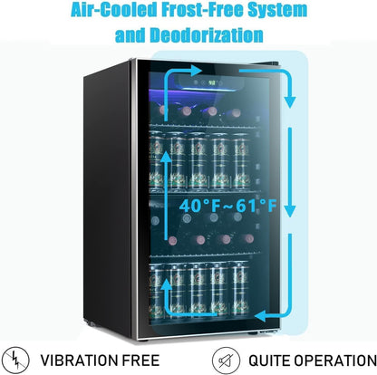 Antarctic Star 36 Bottle Wine Cooler/Cabinet BeverageRefrigerator Small Mini Wine Cellar Beer Soda Bar Fridge Quiet Operation Compressor Adjust Temperature Freestanding Black, 4.4 Cu. ft