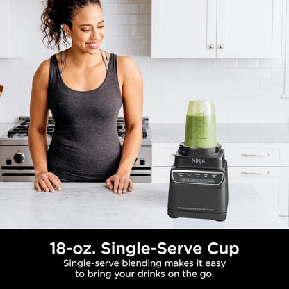 Mega Kitchen System, 1500W, 4 Functions for Smoothies, Processing, Dough, Drinks & More, with 72-oz.* Blender Pitcher, 64-oz. Processor Bowl, (2) 16-oz. To-Go Cups & (2) Lids, Black
