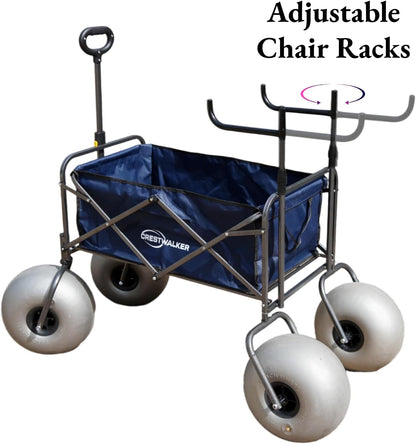 Beach Cart with 13" Balloon Wheels, Chair Racks & Pump Included