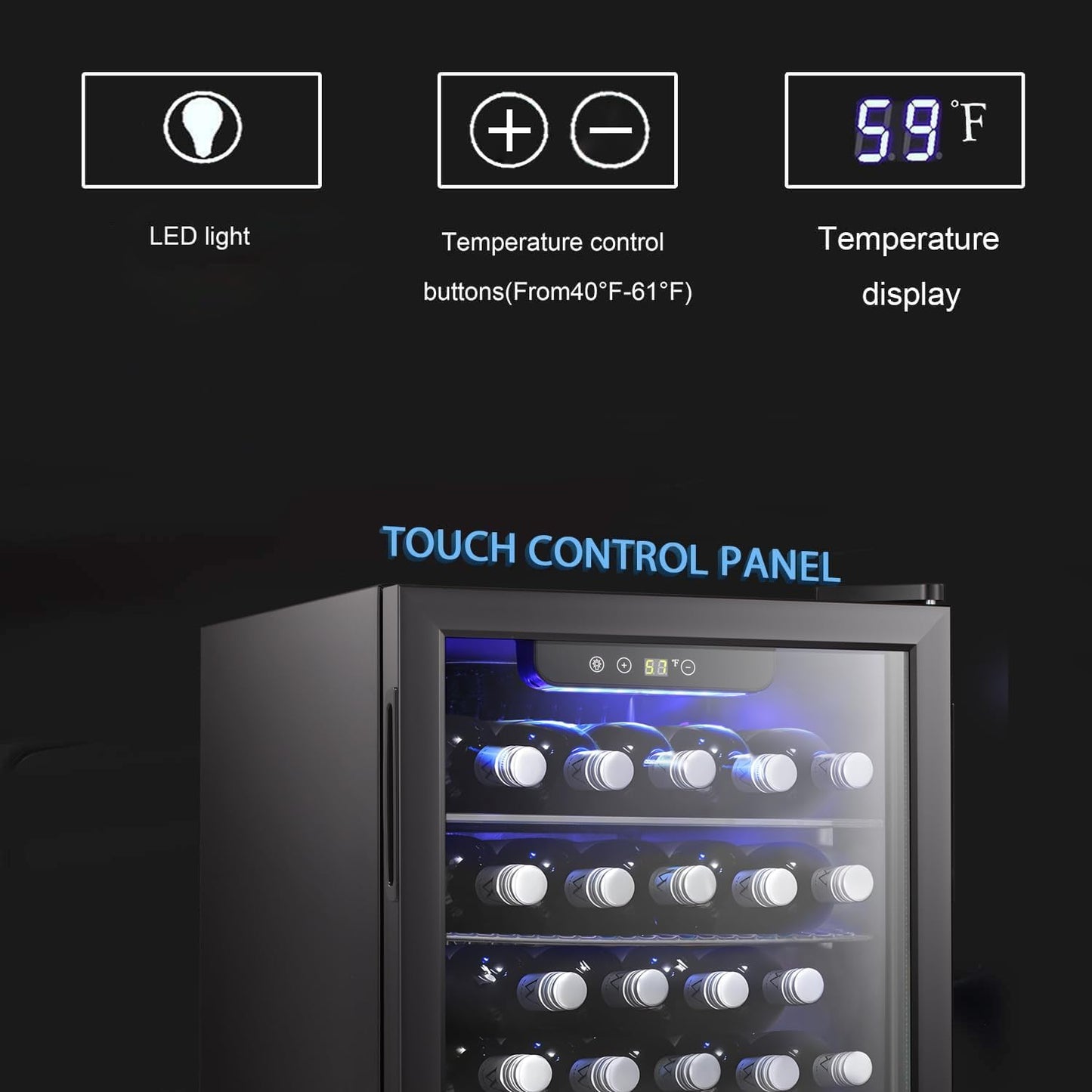 Antarctic Star 36 Bottle Wine Cooler/Cabinet BeverageRefrigerator Small Mini Wine Cellar Beer Soda Bar Fridge Quiet Operation Compressor Adjust Temperature Freestanding Black, 4.4 Cu. ft