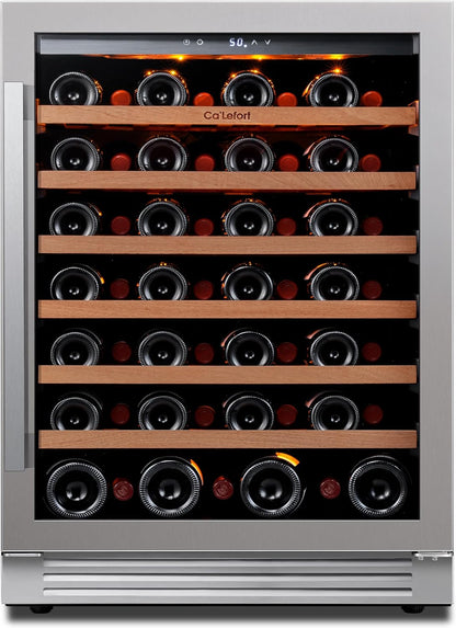 24'' Wine Cooler Refrigerator - 46 Bottle Wine Fridge Dual Zone with Modern Touch Intelligent Digital 40°-65°F Low Noise, Built in or Freestanding Wine Cooler for Home and Kitchen