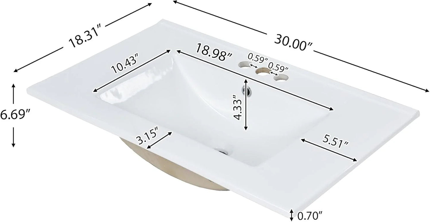 36" Bathroom Vanity with Single Sink Combo, Modern Undermount Bathroom Sink Cabinet with 2 Drawers and a Tip-Out Drawer, Freestanding Bathroom Vanities, Soft Closing, Solid Wood Frame