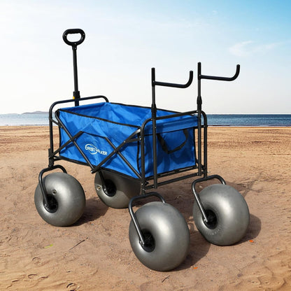 Beach Cart with 13" Balloon Wheels, Chair Racks & Pump Included