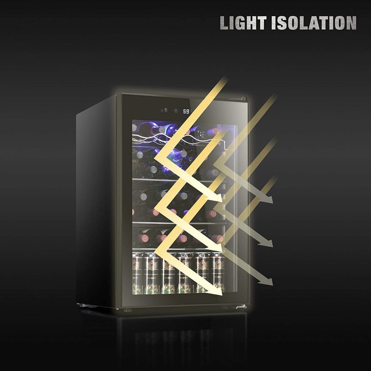 Antarctic Star 36 Bottle Wine Cooler/Cabinet BeverageRefrigerator Small Mini Wine Cellar Beer Soda Bar Fridge Quiet Operation Compressor Adjust Temperature Freestanding Black, 4.4 Cu. ft