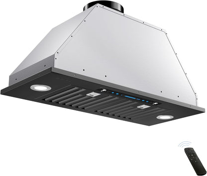 30 inch Built-in/Insert Range Hood 900 CFM, Ducted/Ductless Convertible Duct, Stainless Steel Kitchen Vent Hood with 4 Speed Gesture Sensing&Touch Control Panel(IKB01-30)