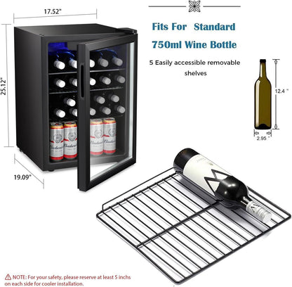 Antarctic Star 36 Bottle Wine Cooler/Cabinet BeverageRefrigerator Small Mini Wine Cellar Beer Soda Bar Fridge Quiet Operation Compressor Adjust Temperature Freestanding Black, 4.4 Cu. ft