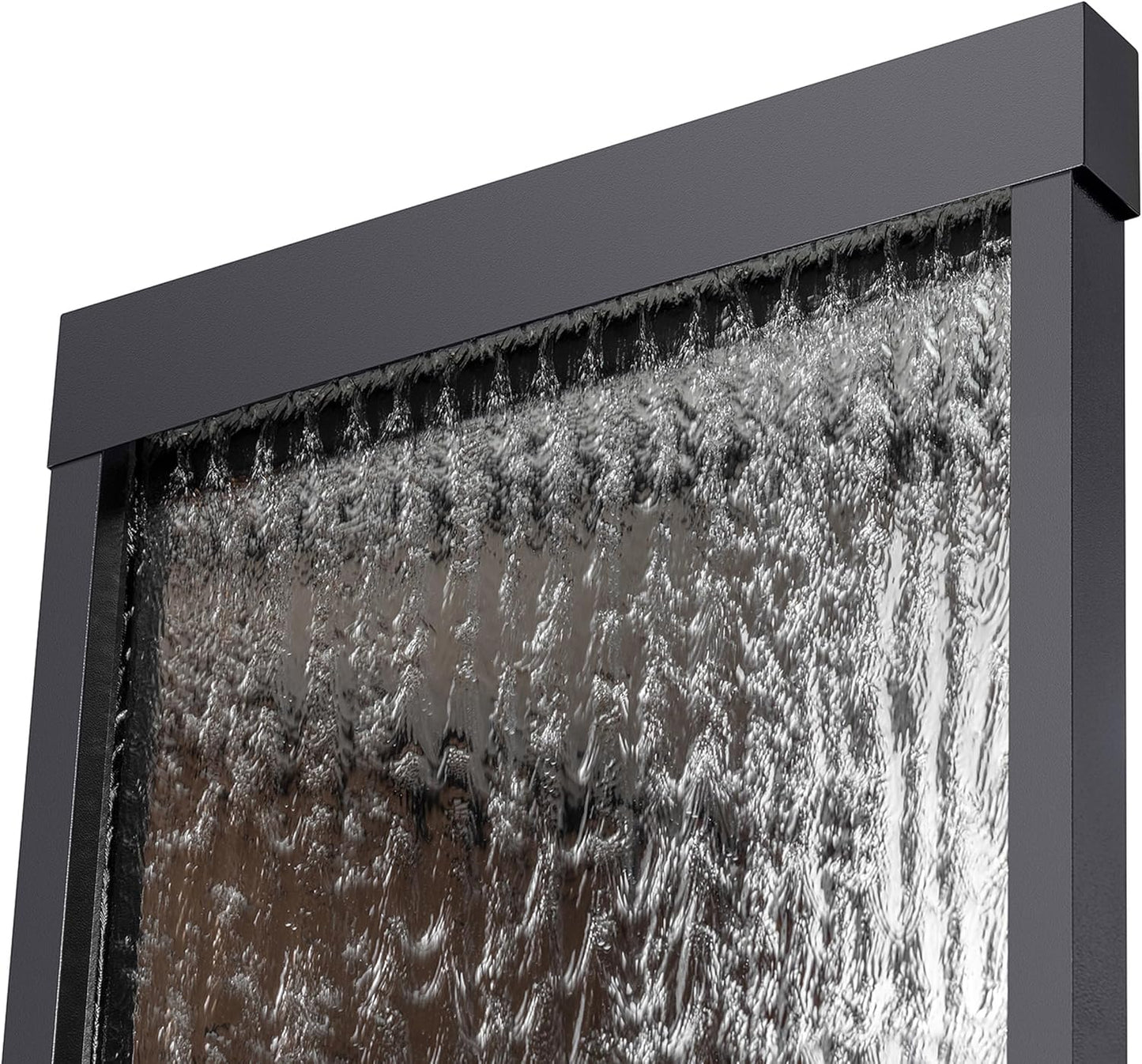Alpine Mirror Waterfall Fountain with Stones & Lights, 72", Indoor/Outdoor Zen Decor