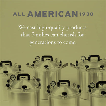 All American 1930: 21.5qt Pressure Cooker/Canner (The 921) – Exclusive Metal to Metal Sealing System – Easy to Open & Close – Suitable for Gas, Electric, or Flat Top Stoves – Made in the USA