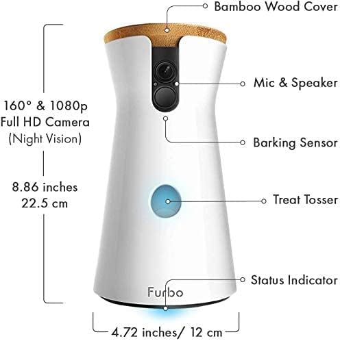 360° Cat Camera: See Your Cat from Anywhere | Rotating 360° Cat Tracking, Treat Toss, Color HD Night Vision, 2-Way Audio, Real-Time Notifications, Designed for Cats | Pet Camera w/Phone App