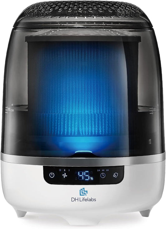 Bedroom Evaporative Humidifier, Humidifier and Air Purifier in One, with HOCL Generator, Mildew Remover, Pet Smoking Odor Eliminator, 538 Square Feet, Blue
