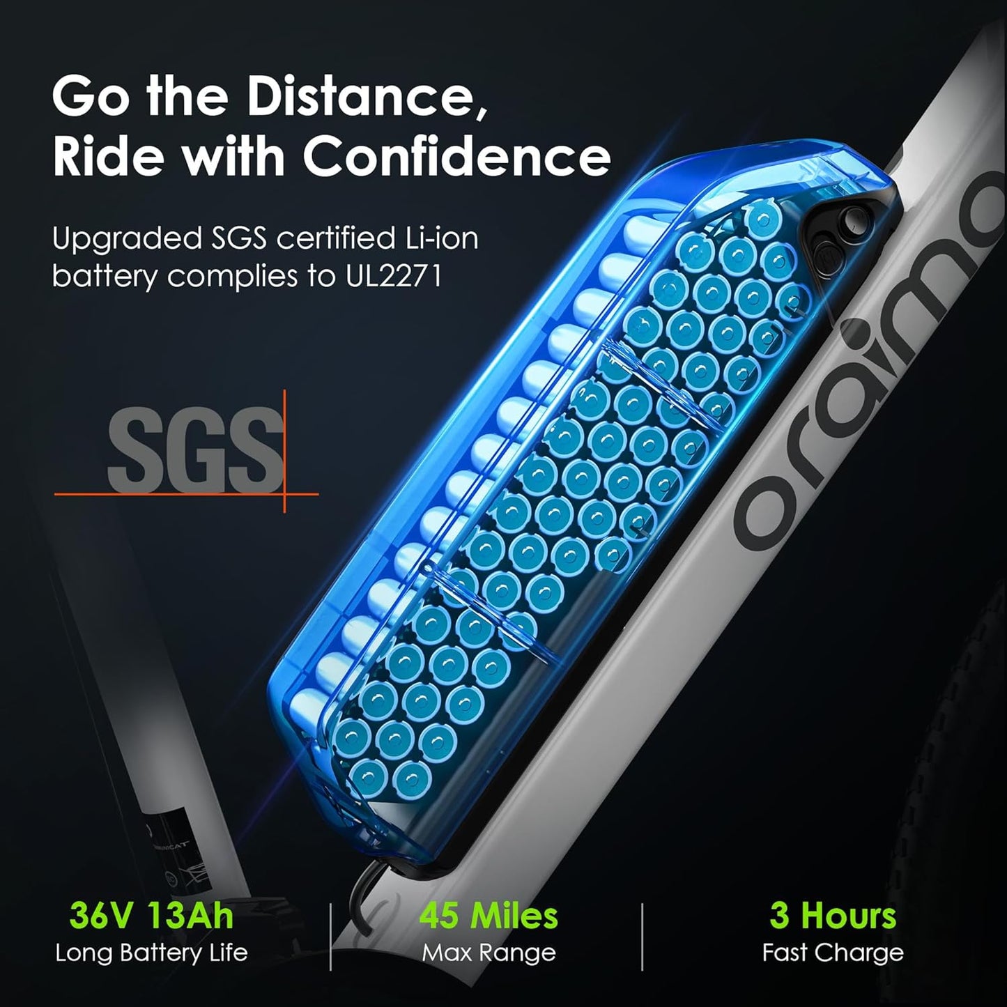 Adult Electric Bike, 350W BAFANG Motor (500W Peak), 4A 3H Fast Charging, 468Wh Li-Ion Battery, 21 Speed Gears, Air Saddle, 45 Miles 20 MPH 26" Mountain Bike Electric Bike, ANSI/CAN/UL2849 Compliant