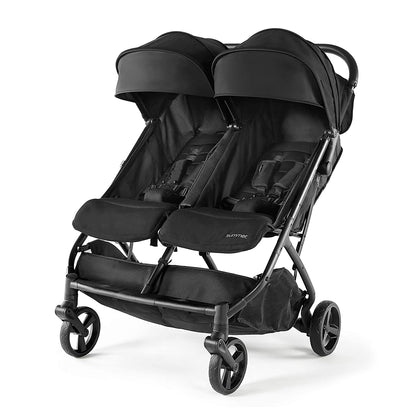 3Dpac CS+ Double Stroller, Black – Car Seat Compatible Baby Stroller – Lightweight Stroller with Convenient One-Hand Fold