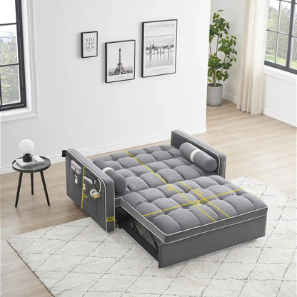 3 in 1 Sleeper Sofa Couch Bed for Living Room Apartment,Grey