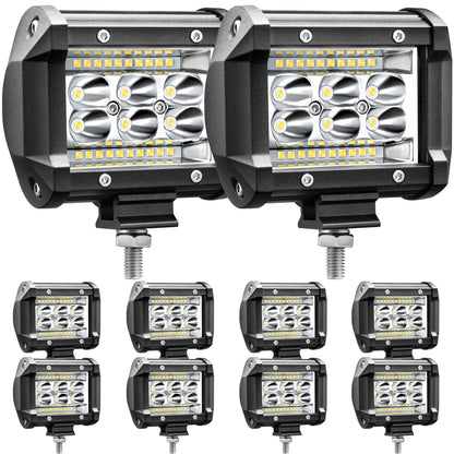 Bar, LED Light Bay 4 inch 78W 5000lm LED Truck Working Light Spotlight Car light Strip LED Light Bay 12V 24V Boat Pickup ATV UTV RV Spotlight, 10Pack