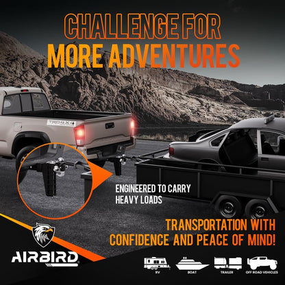 Adjustable Trailer Hitch Fits 2-Inch Receiver, Heavy Duty Tow Hitches (17000 LBS GTW) 6 Inch Drop Truck Hitch Tri-Ball Mount with Hook (1-7/8" x 2" x 2-5/16")