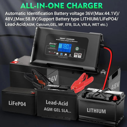 36 Volt Golf cart Charger 18-Amp Smart Charger, Car Battery Charger,Trickle Charger,36V,18-Amp and 48V,13-Amp,Lithium,LiFePO4,Lead-Acid AGM/Gel/SLA.Battery Charger, for EZGO TXT,Car, Boat.