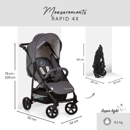 4X Carrito Bebe, desde el Nacimiento hasta 25 kg, Silla de Paseo Ligera, Silla Bebe, Reclinable, Plegable, Compacta, Mickey Mouse Gris