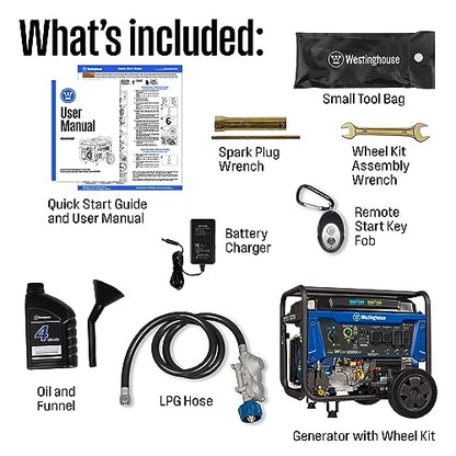 Westinghouse Outdoor Power Equipment 12500 Peak Watt Dual Fuel Home Backup Portable Generator