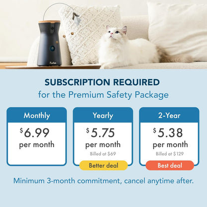 360° Cat Camera: See Your Cat from Anywhere | Rotating 360° Cat Tracking, Treat Toss, Color HD Night Vision, 2-Way Audio, Real-Time Notifications, Designed for Cats | Pet Camera w/Phone App