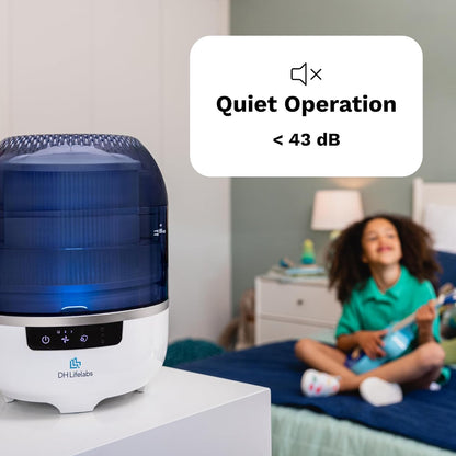 Bedroom Evaporative Humidifier, Humidifier and Air Purifier in One, with HOCL Generator, Mildew Remover, Pet Smoking Odor Eliminator, 538 Square Feet, Blue