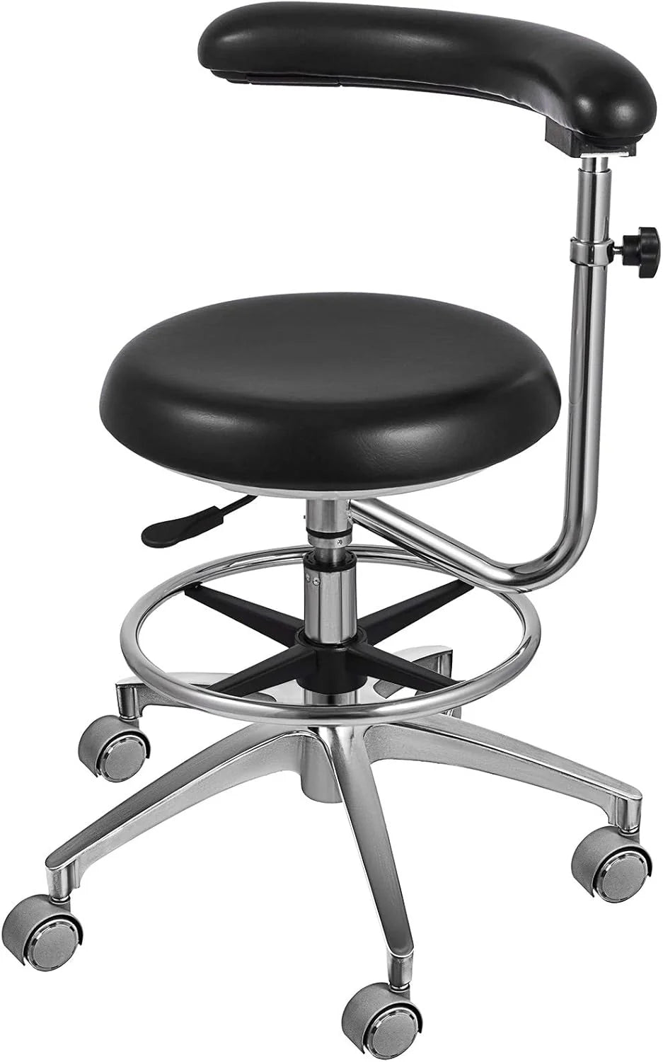 Medical Dental Stool Dentist Chair with 360 Degree Rotation Armrest PU Leather Assistant Stool Chair Height Adjustable Doctor Chair