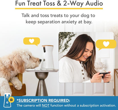 360° Cat Camera: See Your Cat from Anywhere | Rotating 360° Cat Tracking, Treat Toss, Color HD Night Vision, 2-Way Audio, Real-Time Notifications, Designed for Cats | Pet Camera w/Phone App