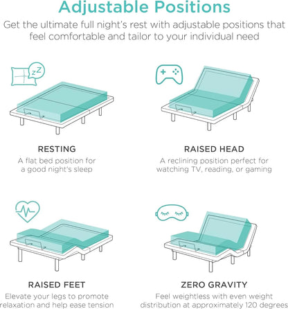 Best Choice Products Ergonomic Twin XL Size Adjustable Bed Frame, Electric Base w/Wireless Remote Control, Nightlight, Massager, 2 USB Ports