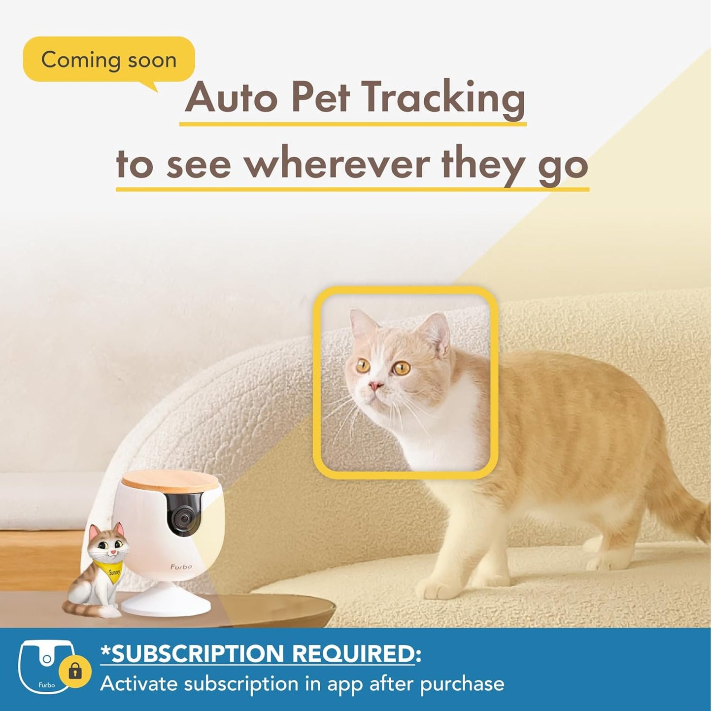 360° Cat Camera: See Your Cat from Anywhere | Rotating 360° Cat Tracking, Treat Toss, Color HD Night Vision, 2-Way Audio, Real-Time Notifications, Designed for Cats | Pet Camera w/Phone App