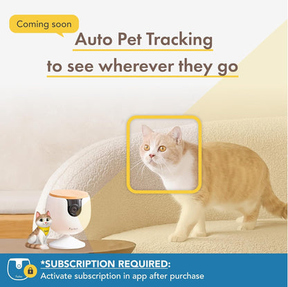 360° Cat Camera: See Your Cat from Anywhere | Rotating 360° Cat Tracking, Treat Toss, Color HD Night Vision, 2-Way Audio, Real-Time Notifications, Designed for Cats | Pet Camera w/Phone App