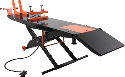 APlusLift MT1500X 1500LB Air-Operated Motorcycle & ATV Lift Table – 48" Wide with Side Extensions, 2-Year Warranty
